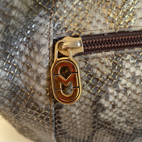 Marino Orlandi Genuine Leather Handbag Faux Embossed Alligator Crocodile - Picture 12 of 13